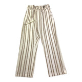 Never Too Pantalone Tinta Unita con Fantasia A Righe per Bambino NT1944R BIANCO NEVER TOO 