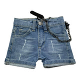 Never Too Baby Bermudashorts aus festem Denim mit verstellbarer Taille in Hellblau