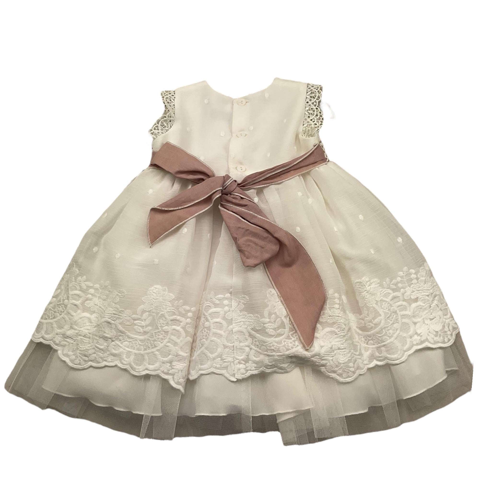 Pontoporponto Abito Giromanica Cerimoniale Tinta Unita per Neonata 6356 BIANCO PONTOPORPONTO 