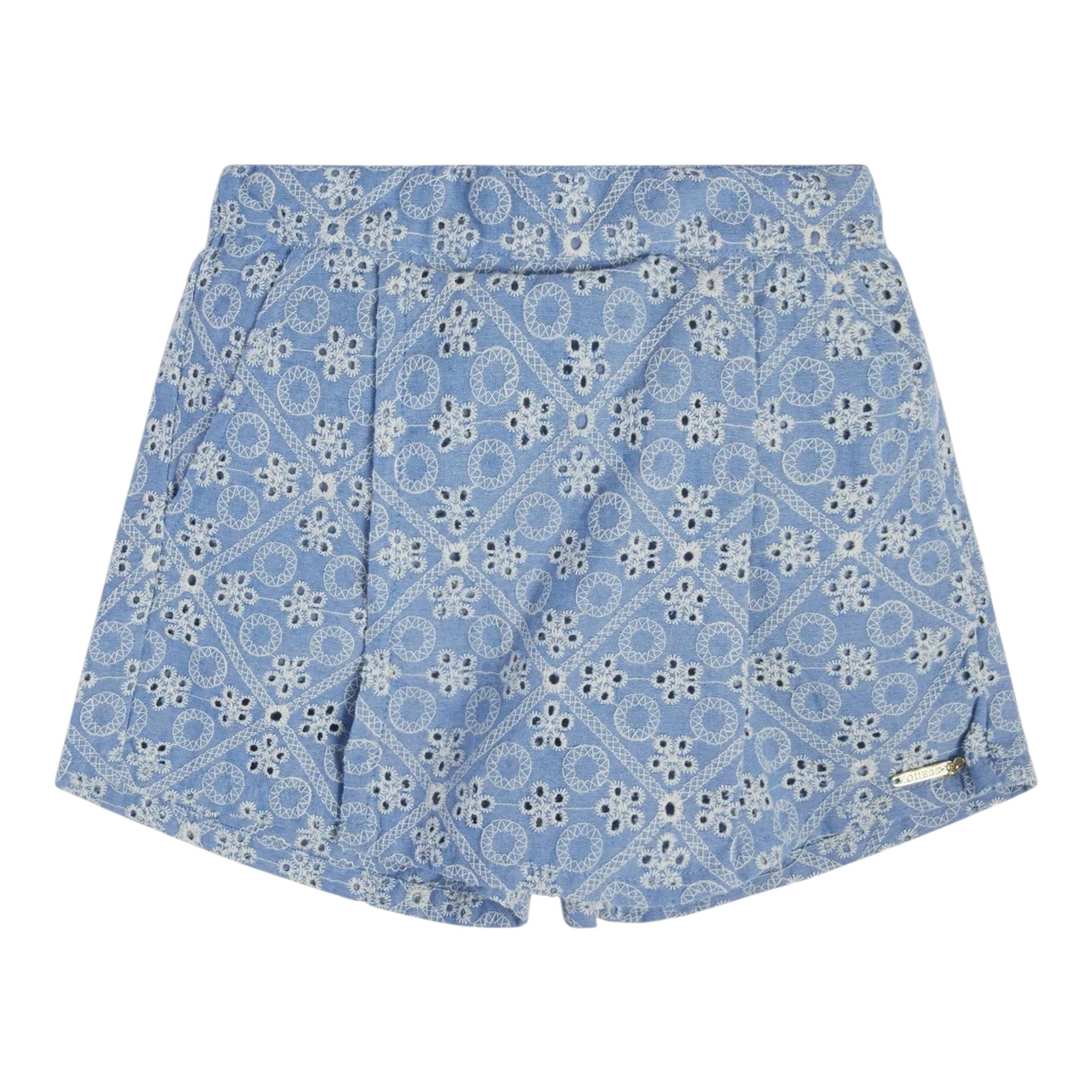 Guess Short Tinta Unita In Pizzo San Gall per Bambina J3RD20WF6Q0 BLU GUESS 