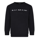 BALMAIN felpa chiusa girocollo tinta unita con logo Nero per Bambino BV4Q00 NERO BALMAIN 