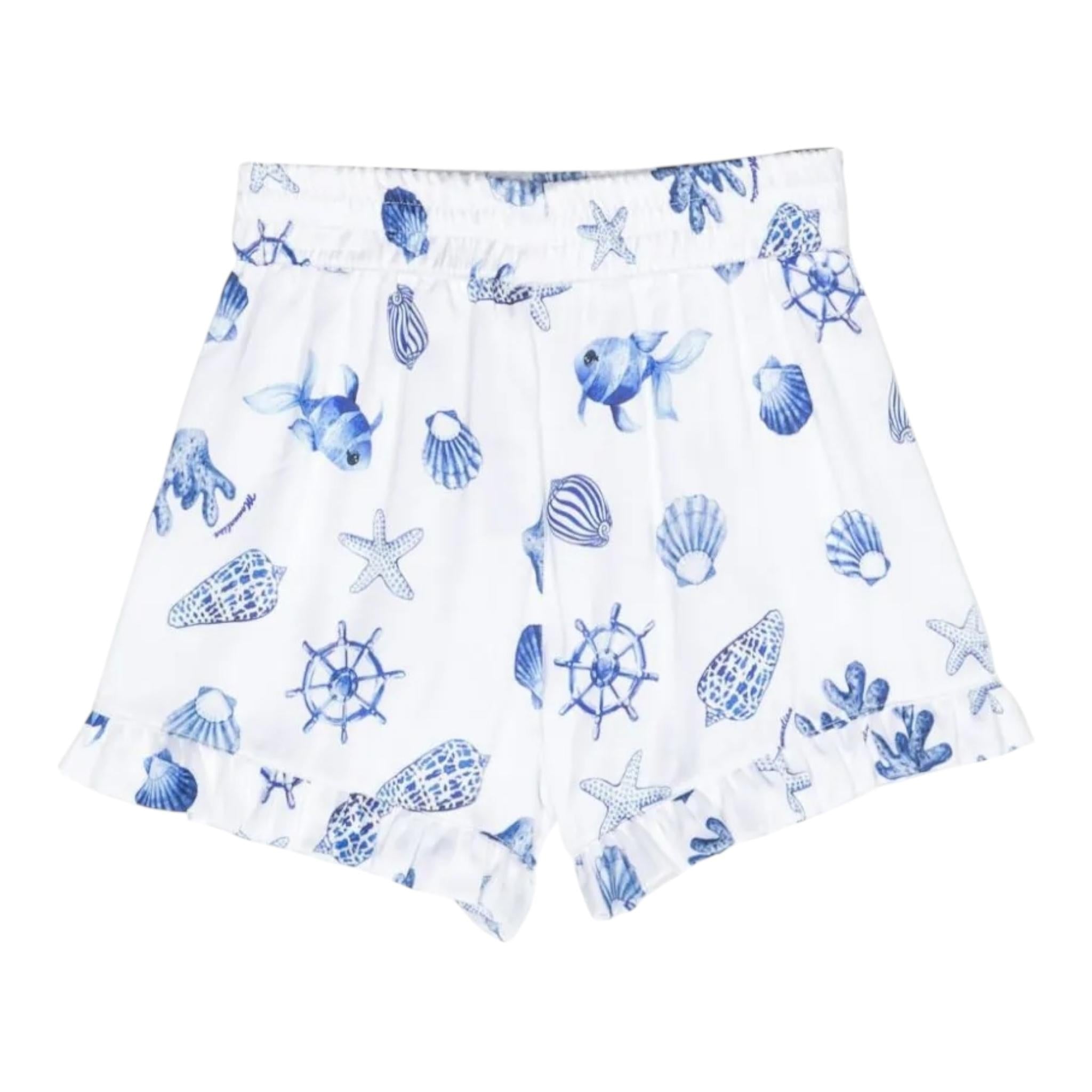 Monnalisa Short Tinta Unita con Fantasia per Bambina 11C413 BIANCO MONNALISA 