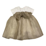 Little Bear Zweifarbiges Weiß/Beige Halbarmkleid für Baby Mädchen