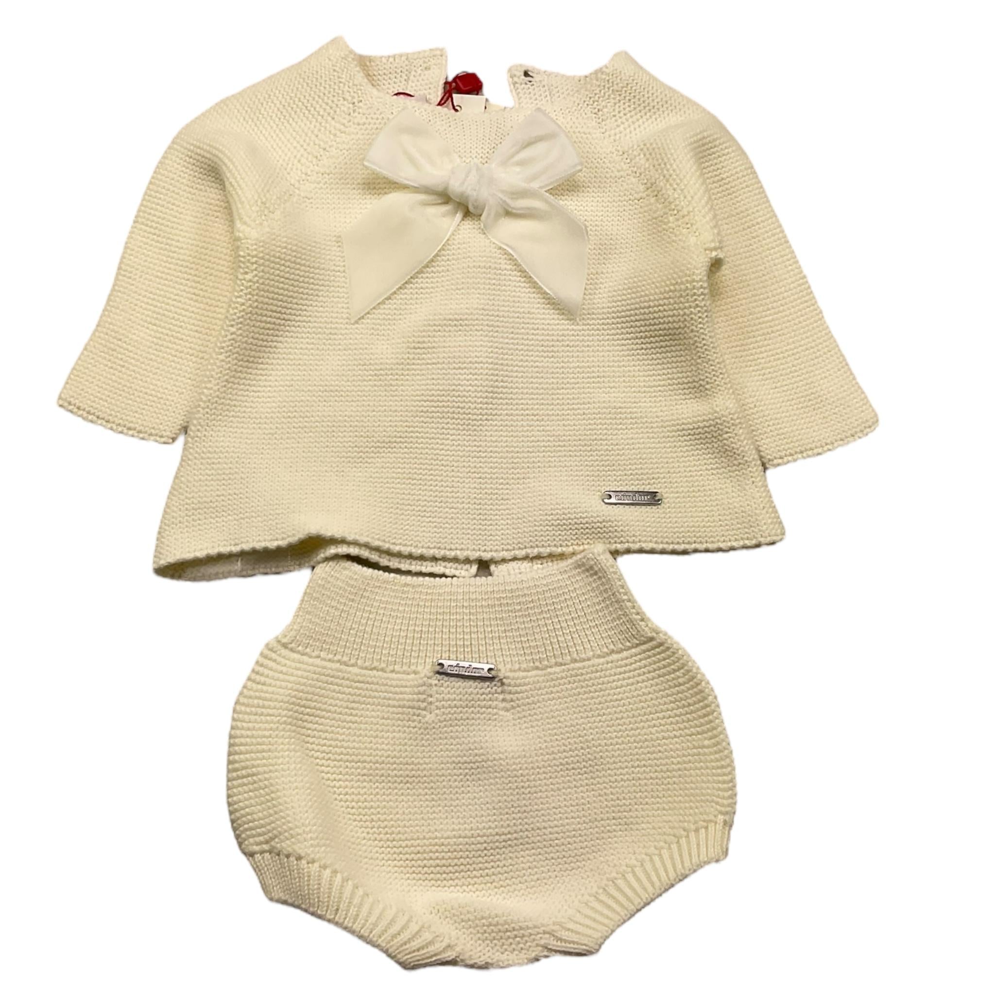 CND completo 2 pezzi maglia-culotte tinta unita Panna per Neonata 928411 PANNA CND 