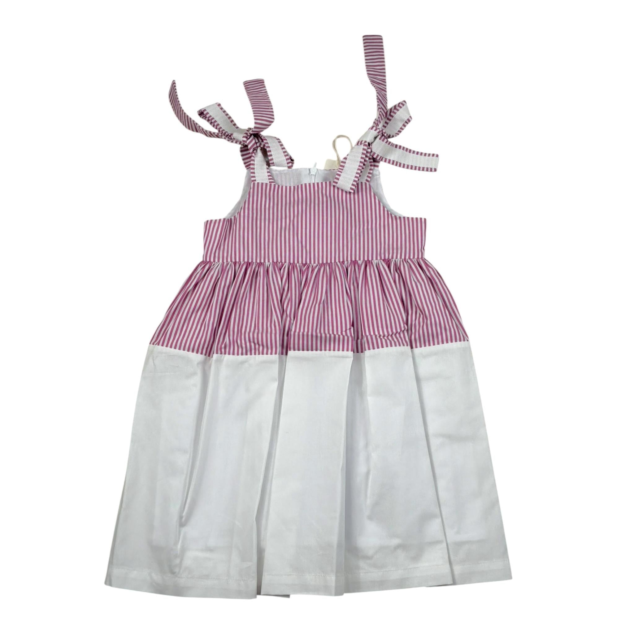 Ilfarobimbi Abito Bicolore con Fiocchi Bianco/Rosa per Bambina IFB50586X BIANCO/ROSA ILFAROBIMBI 