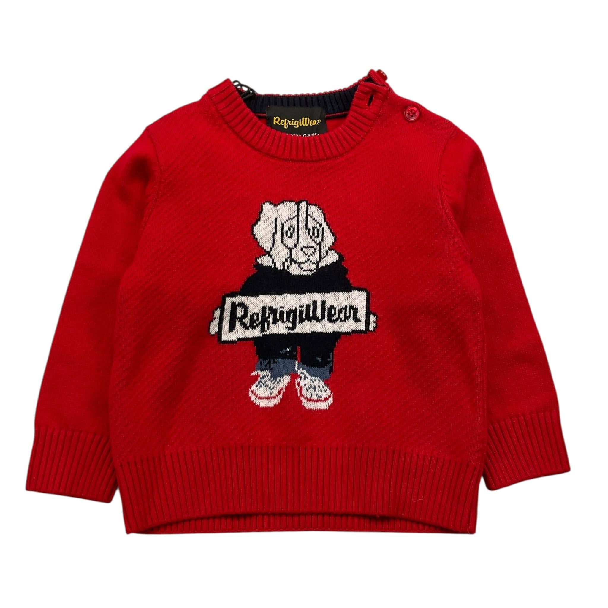 REFRIGIWEAR maglia girocollo tinta unita con ricami Rosso per Neonato RWN817 ROSSO REFRIGIWEAR 