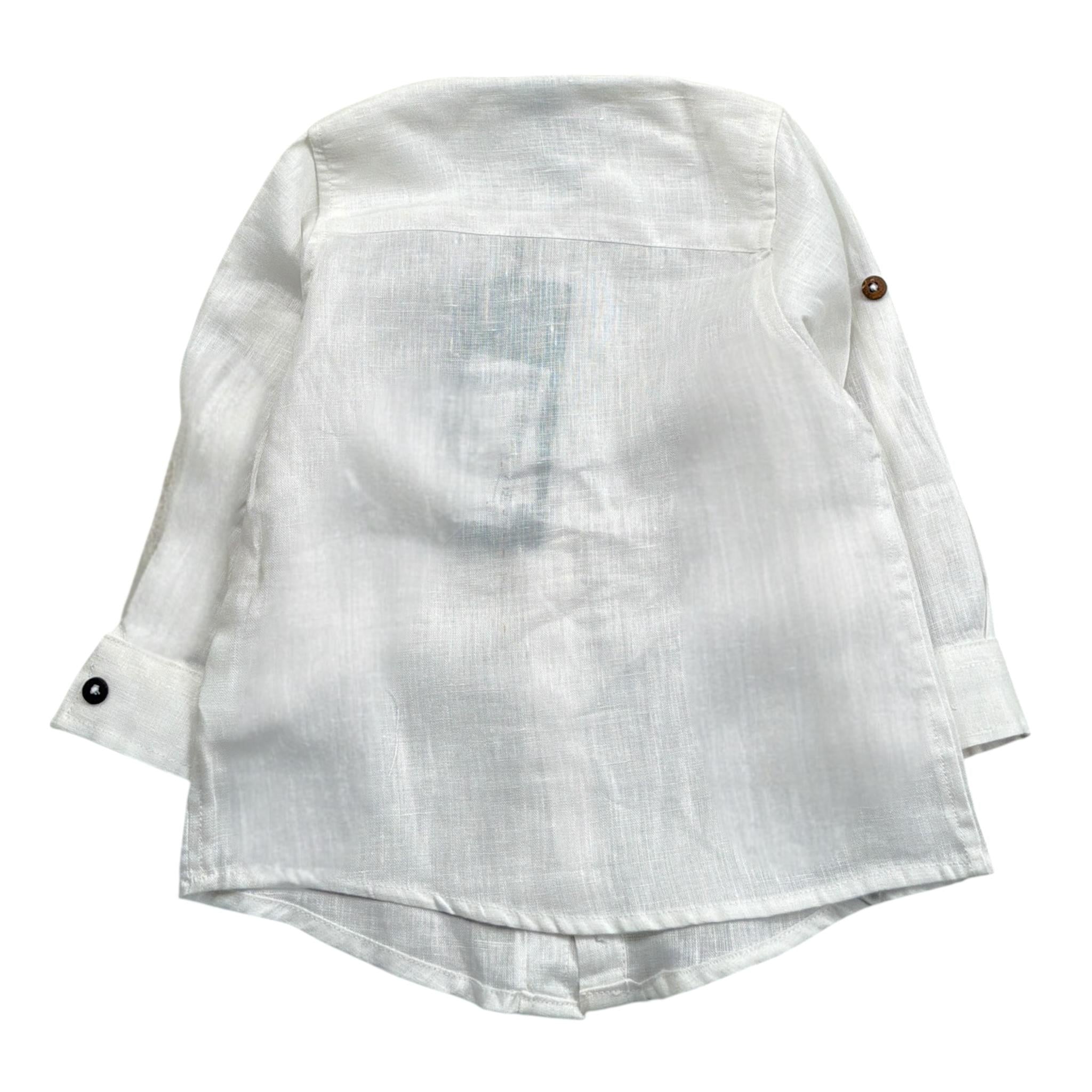 Never Too Camicia tinta unita con Collo Coreano Panna per Bambino NT1232B PANNA NEVER TOO 