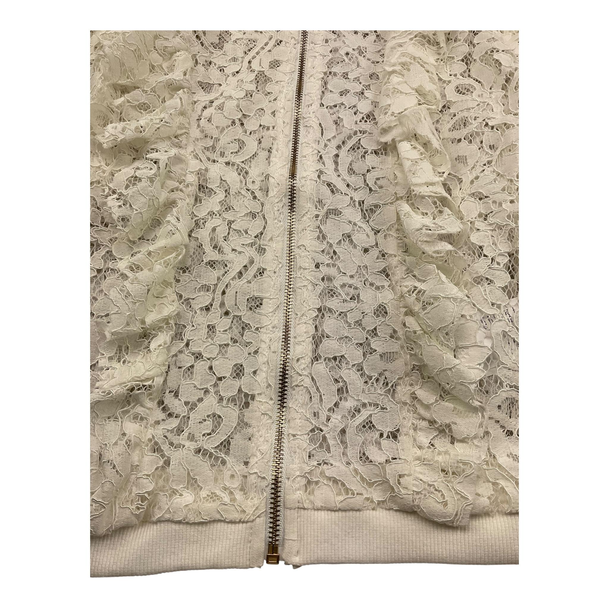 Lu Lu By Miss Grant Felpa con Zip Tinta Unita Ricamato per Bambina LL0224 BIANCO LU LU BY MISS GRANT 