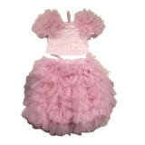 Miss Grant Oberteil-Rock-Set aus einfarbigem rosa Tüll für Baby-Mädchen