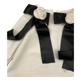 MISS GRANT abito manica lunga tinta unita cn fiocchi in contrasto Panna per Neonata MG1203 PANNA MISS GRANT 