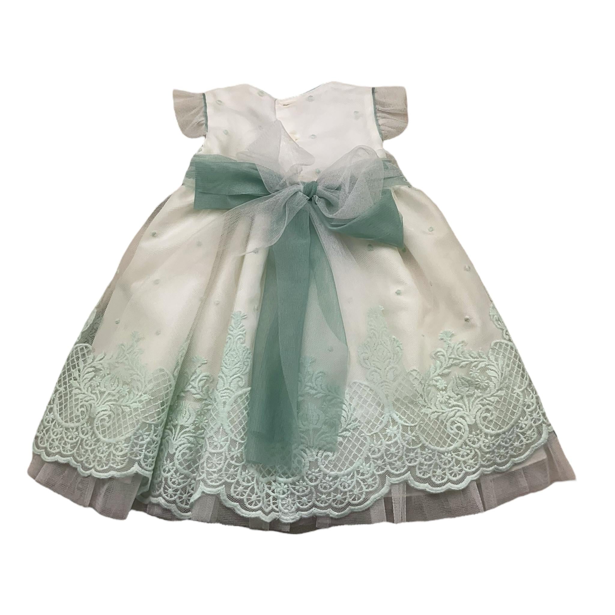 Pontoporponto Abito Ceriminiale Tinta Unita con Tulle per Neonata 6148 BIANCO PONTOPORPONTO 