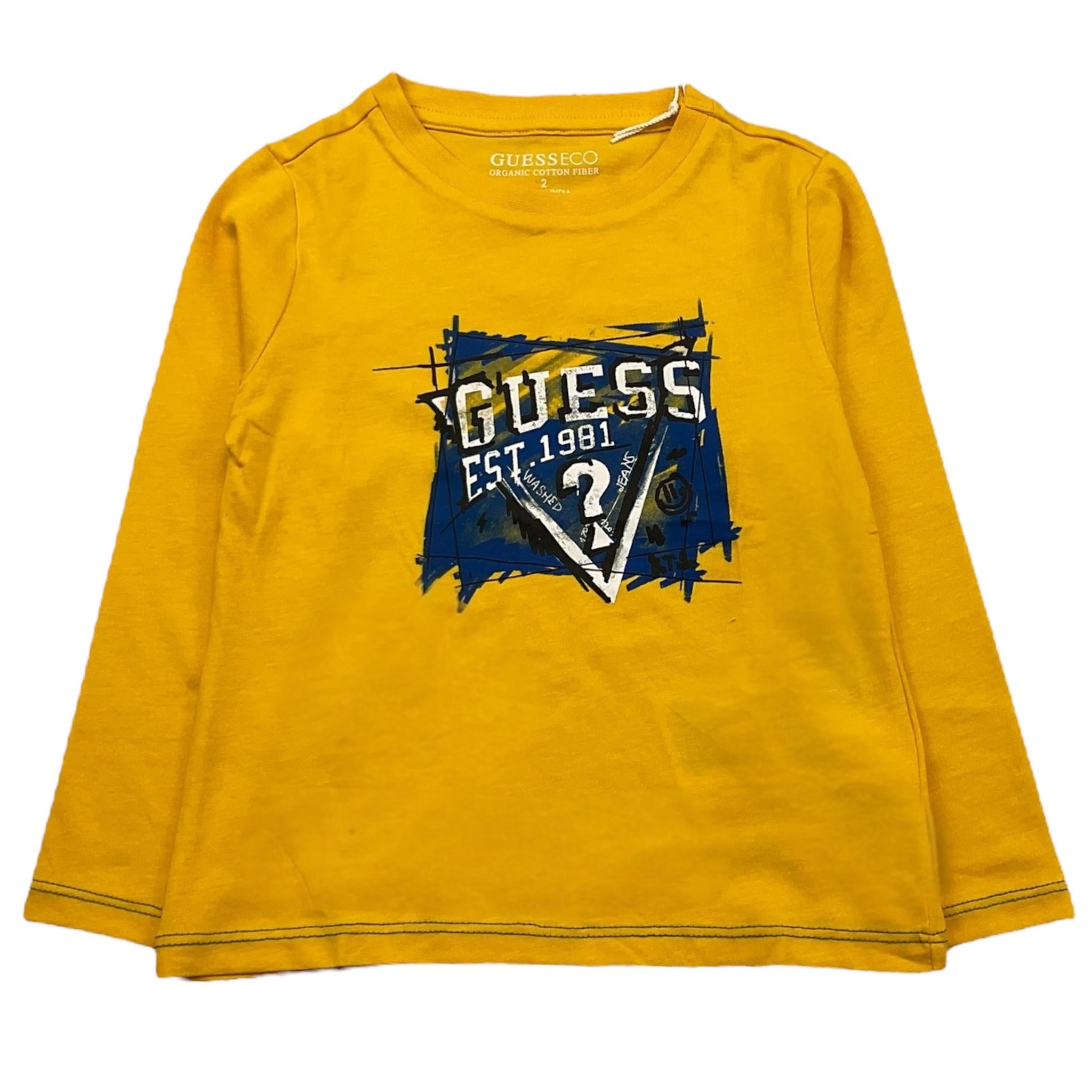 GUESS shirt girocollo tinta unita con stampa Giallo per Neonato N4YI01K8HM4NXXXX GIALLO GUESS 