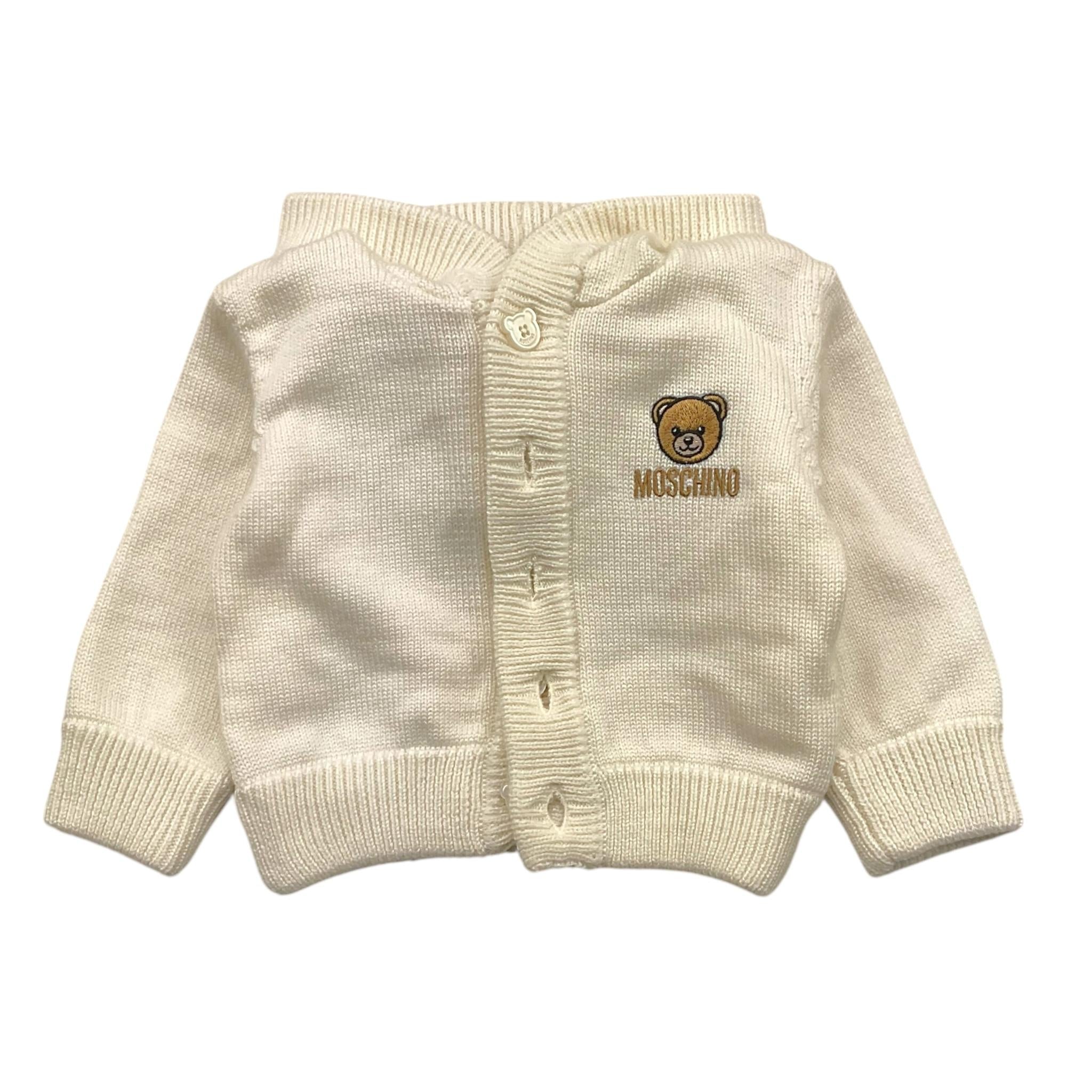 MOSCHINO cardigan tinta unita con stampa e cappuccio Panna per Neonato MUW00 PANNA MOSCHINO 