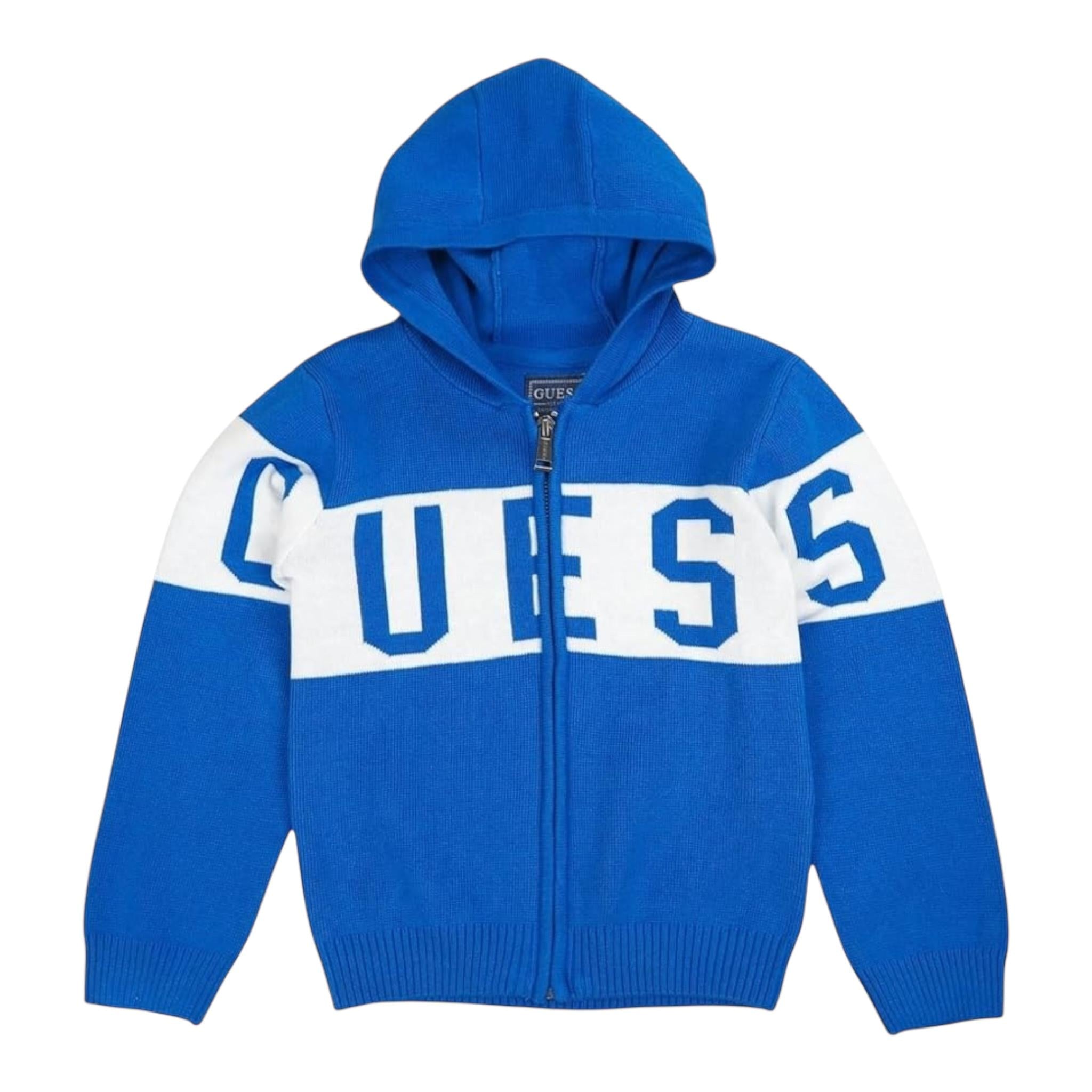 GUESS maglia tinta unita con stampa zip e cappuccio Cobalto per Neonato N4YR01Z2HH0XN COBALTO GUESS 