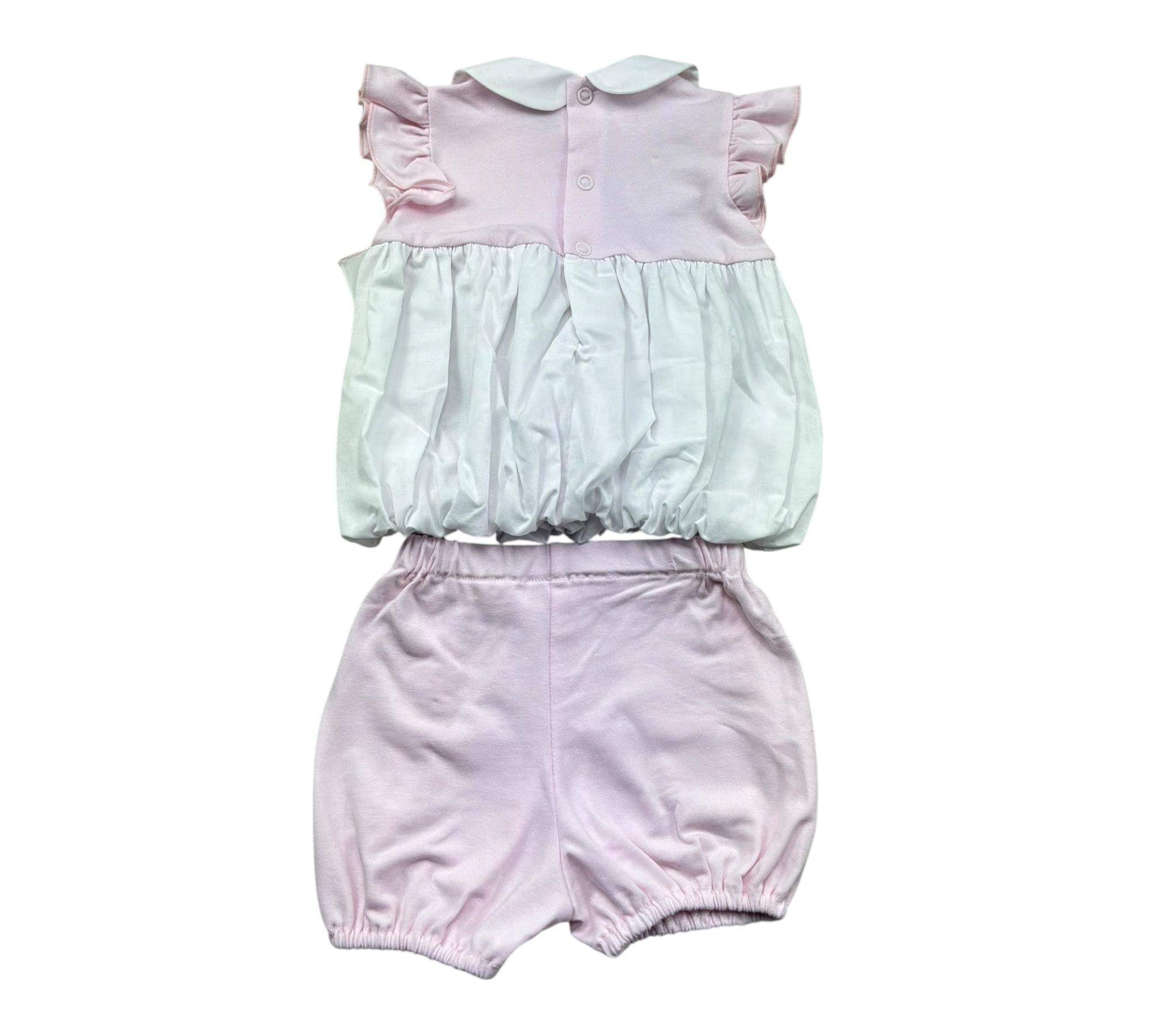 Le Bebe Completo 2 Pezzi T-Shirt-Culotte per Neonata LBG6218 BIANCO/ROSA LE BEBE 