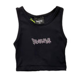 Disclaimer Einfarbiges Tanktop mit Rundhalsausschnitt und schwarzem Aufdruck für Mädchen