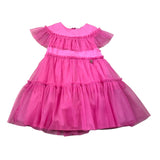 Naida Einfarbiges Kleid mit Fuchsia-Tüll für Neugeborene