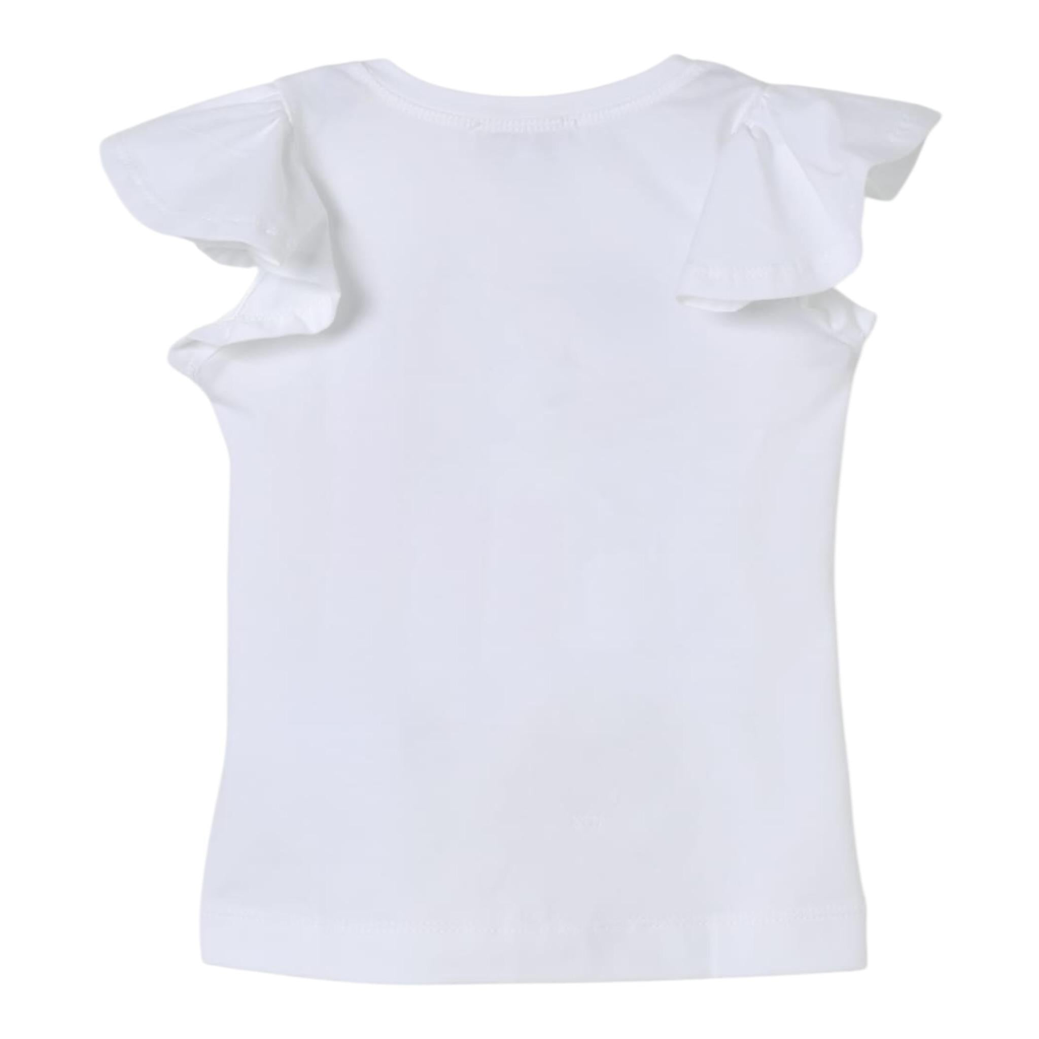 Monnalisa T-Shirt Girocollo con Stampa Brillantini E Rouches per Neonata 11E618XN BIANCO MONNALISA 