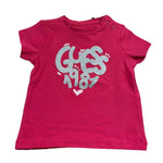 Guess T-Shirt Girocollo Tinta Unita con Stampa per Neonata A5RI00KYW4 ROSA GUESS 