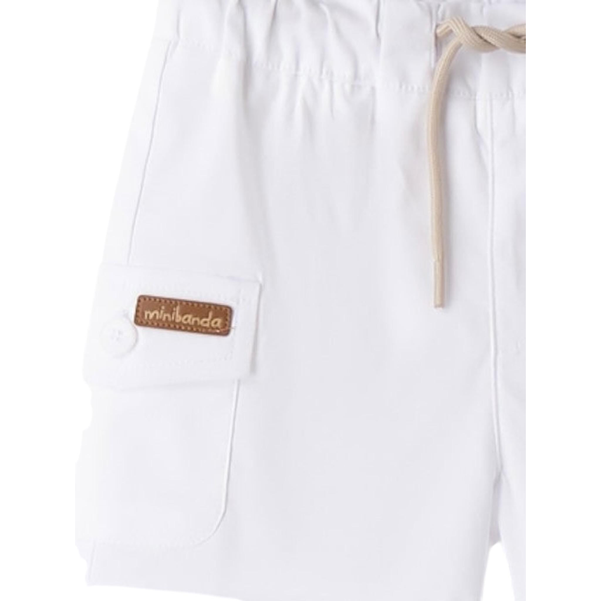 Mini Banda Bermuda tinta unita con Elastico In Vita Bianco per Neonato 3B629 BIANCO MINI BANDA 