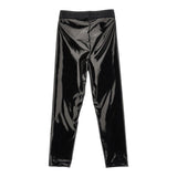 Chiara Ferragni Einfarbige Leggings mit Logo-Elasthan aus schwarzem Vinyl für Mädchen