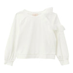 Please Felpa Tinta Unita con Tulle per Bambina LB03172G73 BIANCO PLEASE 