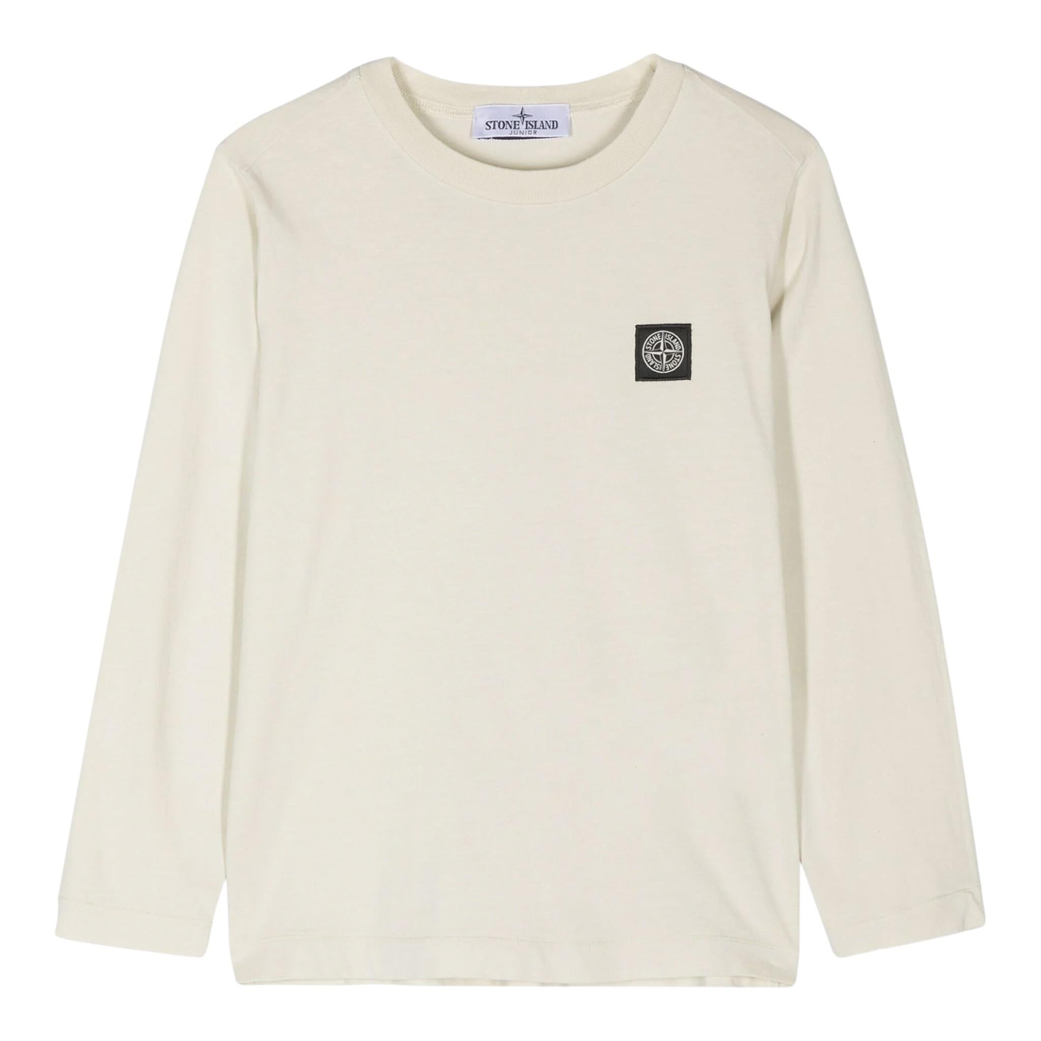 STONE ISLAND shirt girocollo tinta unita con logo Sabbia per Bambino 811620447 SABBIA STONE ISLAND 