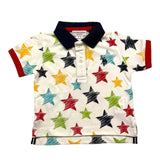 US Polo Assn Baby-Jungen Poloshirt mit halblangen Ärmeln und einfarbigem Sternendruck, Weiß