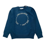 TRUSSARDI maglia girocollo tinta unita con stampa Blu per Bambino TIA24063MA BLU TRUSSARDI 