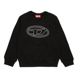DIESEL felpa chiusa girocollo tinta unita con stampa Nero per Bambino J01787X NERO DIESEL 