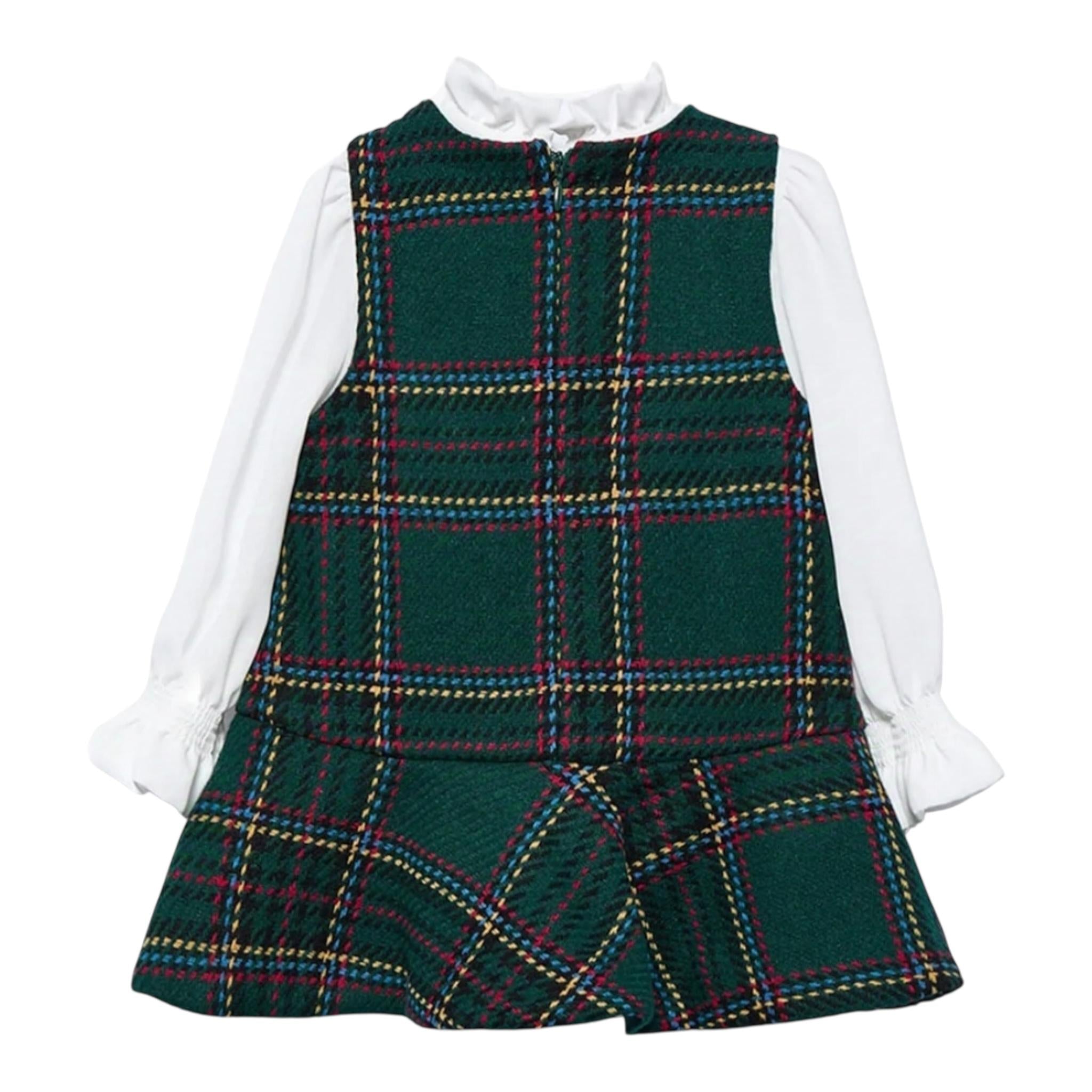 ABEL & LULA abito tinta unita con finta camicia e fantasia Verde per Bambina 5511X VERDE ABEL & LULA 