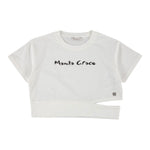 Manila Grace T-Shirt Girocollo Tinta Unita con Stampa per Bambina 148TMJS25 BIANCO MANILA GRACE 
