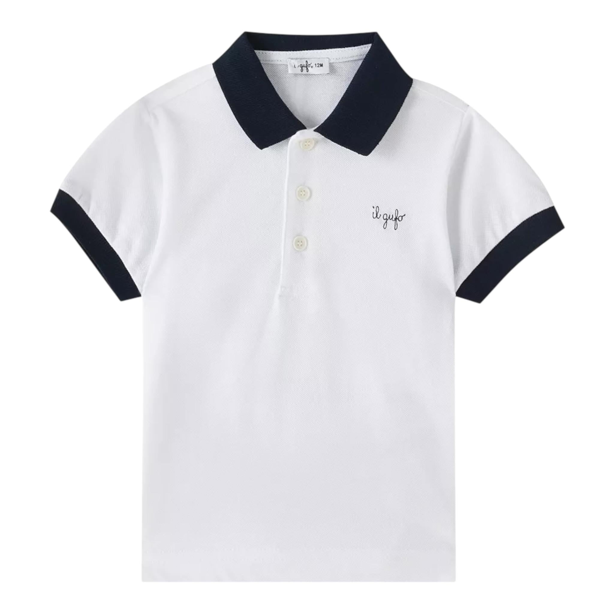 Il Gufo Polo Tinta Unita con Profili In Contrasto per Neonato P25PC067M0095N BIANCO IL GUFO 