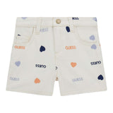 Guess Shorts Einfarbig Mit Muster Und Verstellbarer Taille Creme Für Baby Mädchen