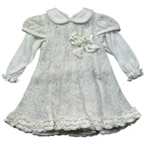 Aletta Abito Manica Lunga Tinta Unita con Ricami per Neonata RH99050 PANNA ALETTA 