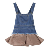 Fun &amp; Fun Blaues Jeanskleid mit Kontrastrock und Armausschnitt für Mädchen