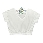 Please T-Shirt tinta unita con Elastico Bianco per Bambina MBC4030G72X BIANCO PLEASE 