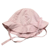 Baby Gi Mütze Karomuster mit weiß/rosa Spitze für Neugeborene