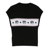 Chiara Ferragni Einfarbiges T-Shirt mit bedrucktem Armloch Schwarz für Mädchen