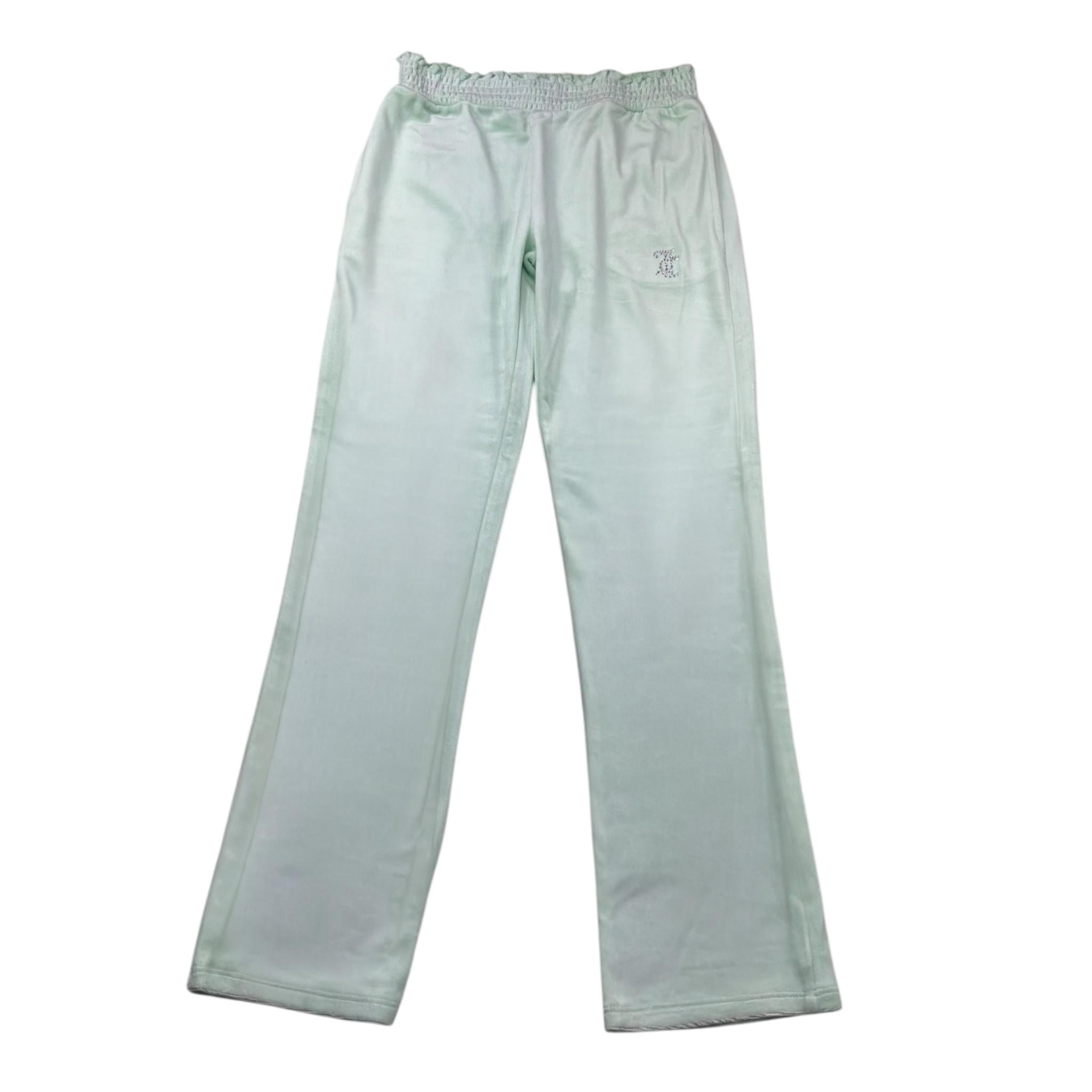 Juicy Couture Pantalone In Velluto Tinta Unita per Bambina JBX6686 VERDE ACQUA JUICY COUTURE 