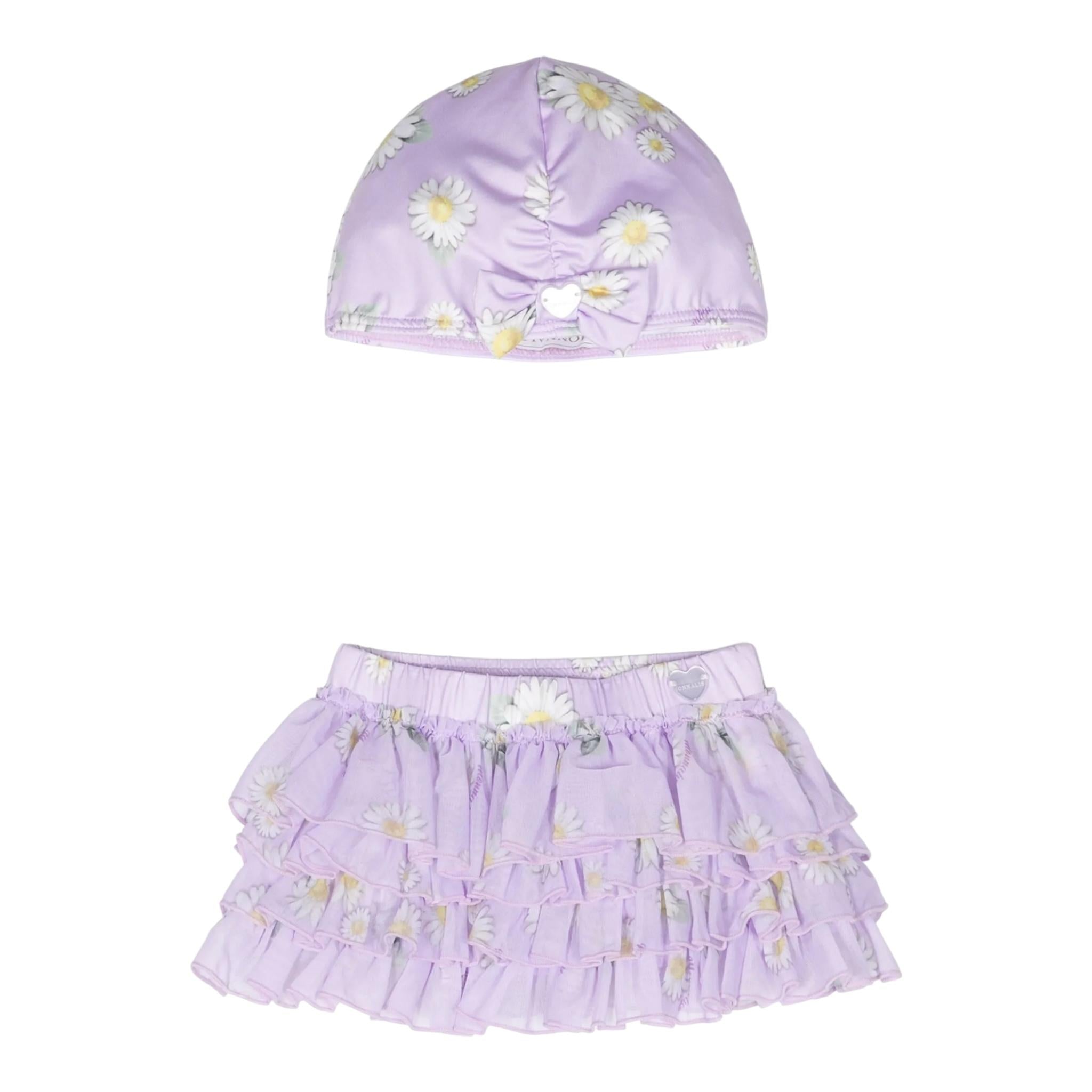 Monnalisa Set Gonna-Cuffia Tinta Unita per Bambina 39C051J LILLA MONNALISA 