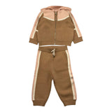 Chloe' Komplette einfarbige Sweatshirt-Hose Biscuit für Baby Mädchen