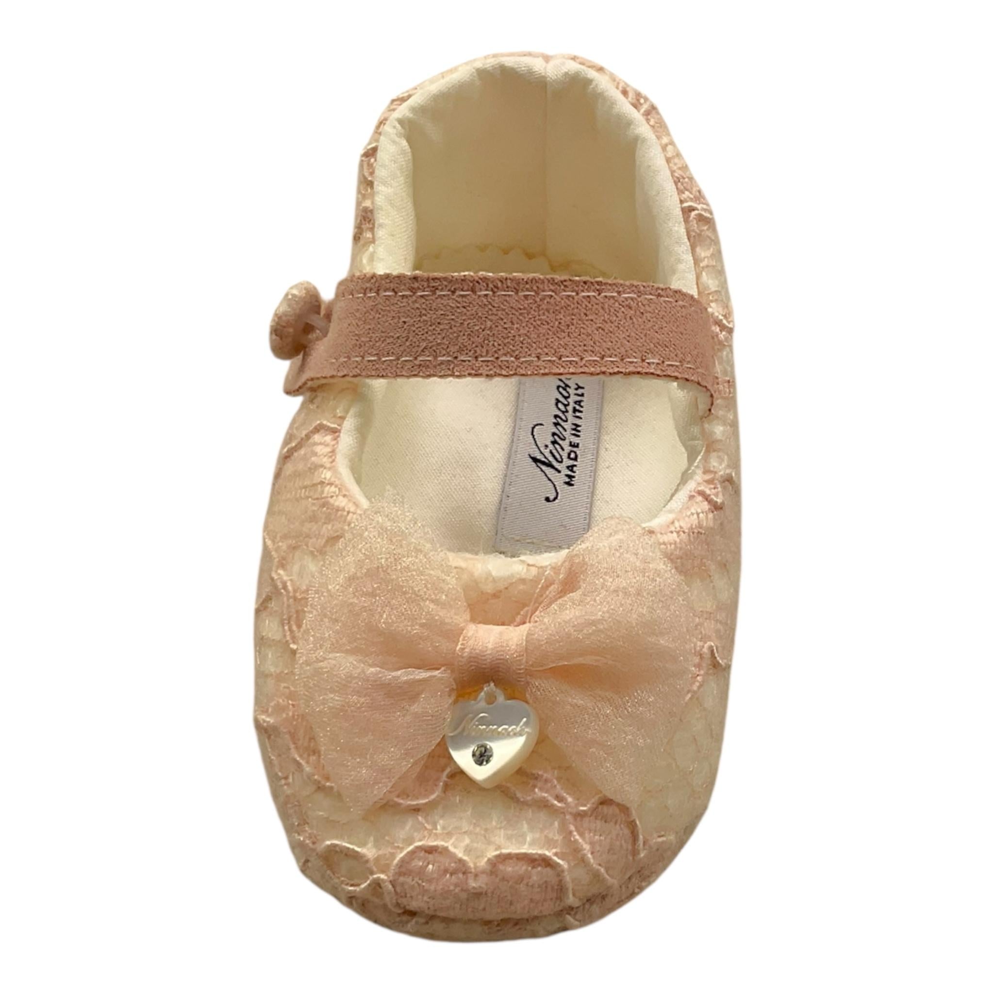 Ninnaoh Ballerine Tinta Unita con Ricami per Neonata I1821 ROSA NINNAOH 