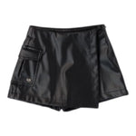 SARABANDA short in ecopelle tinta unita Nero per Bambina A240X NERO SARABANDA 