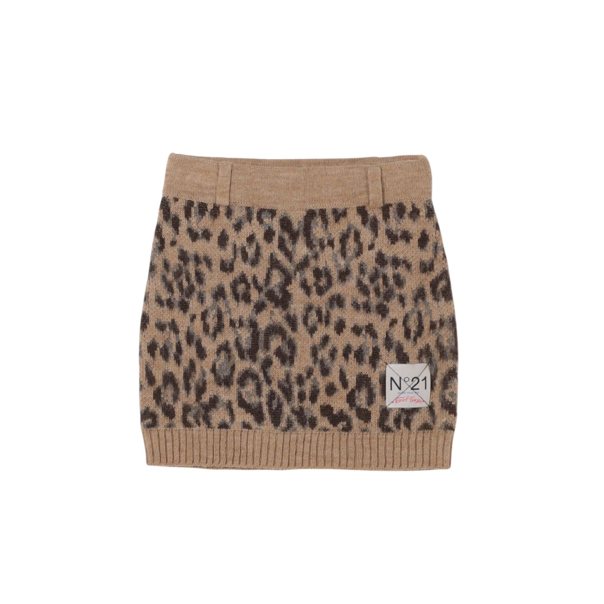 N°21 gonna tinta unita con fantasia maculato Beige per Bambina N21994 BEIGE N°21 