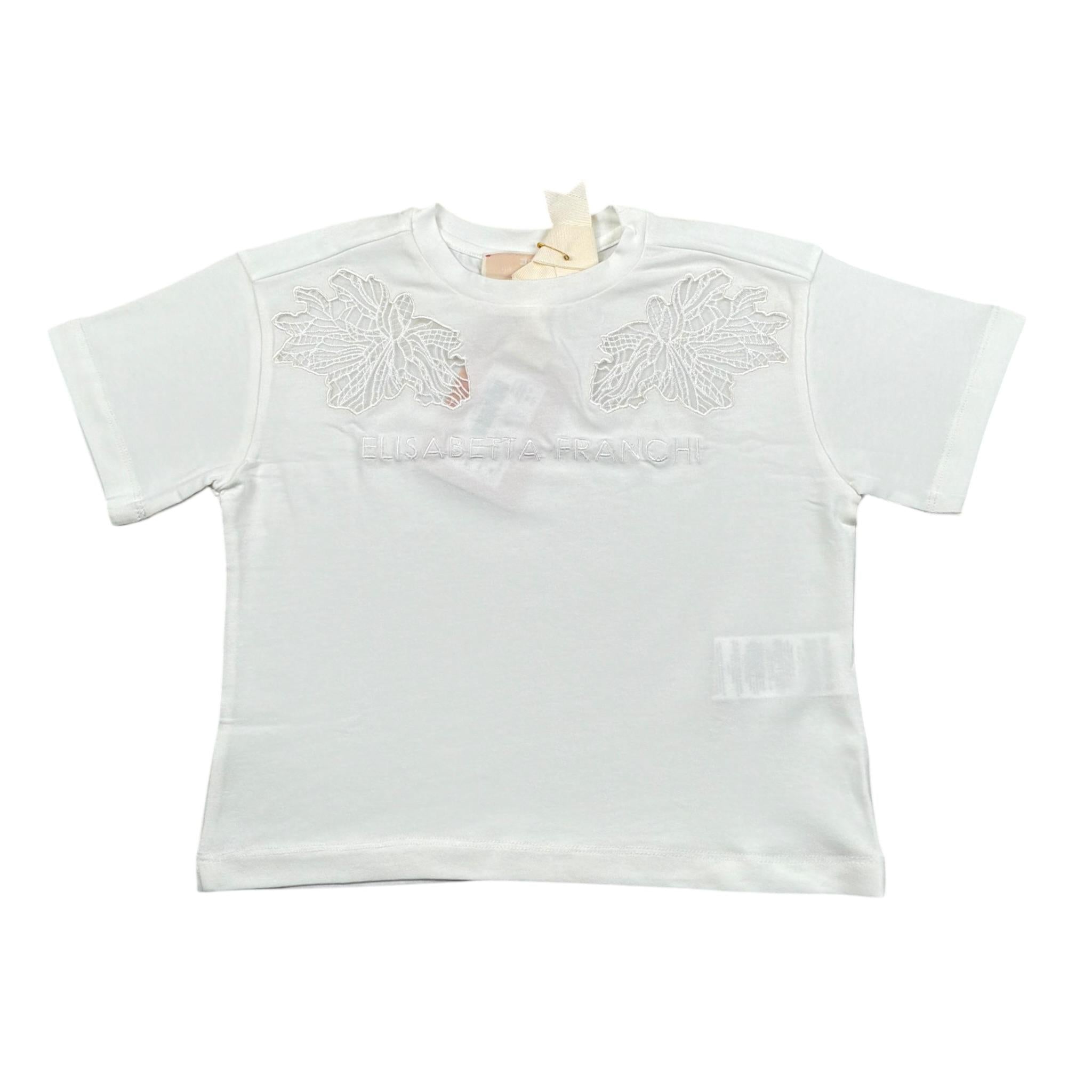 Elisabetta Franchi T-Shirt Girocollo Tinta Unita con Logo per Bambina EFTS236XX BIANCO ELISABETTA FRANCHI 