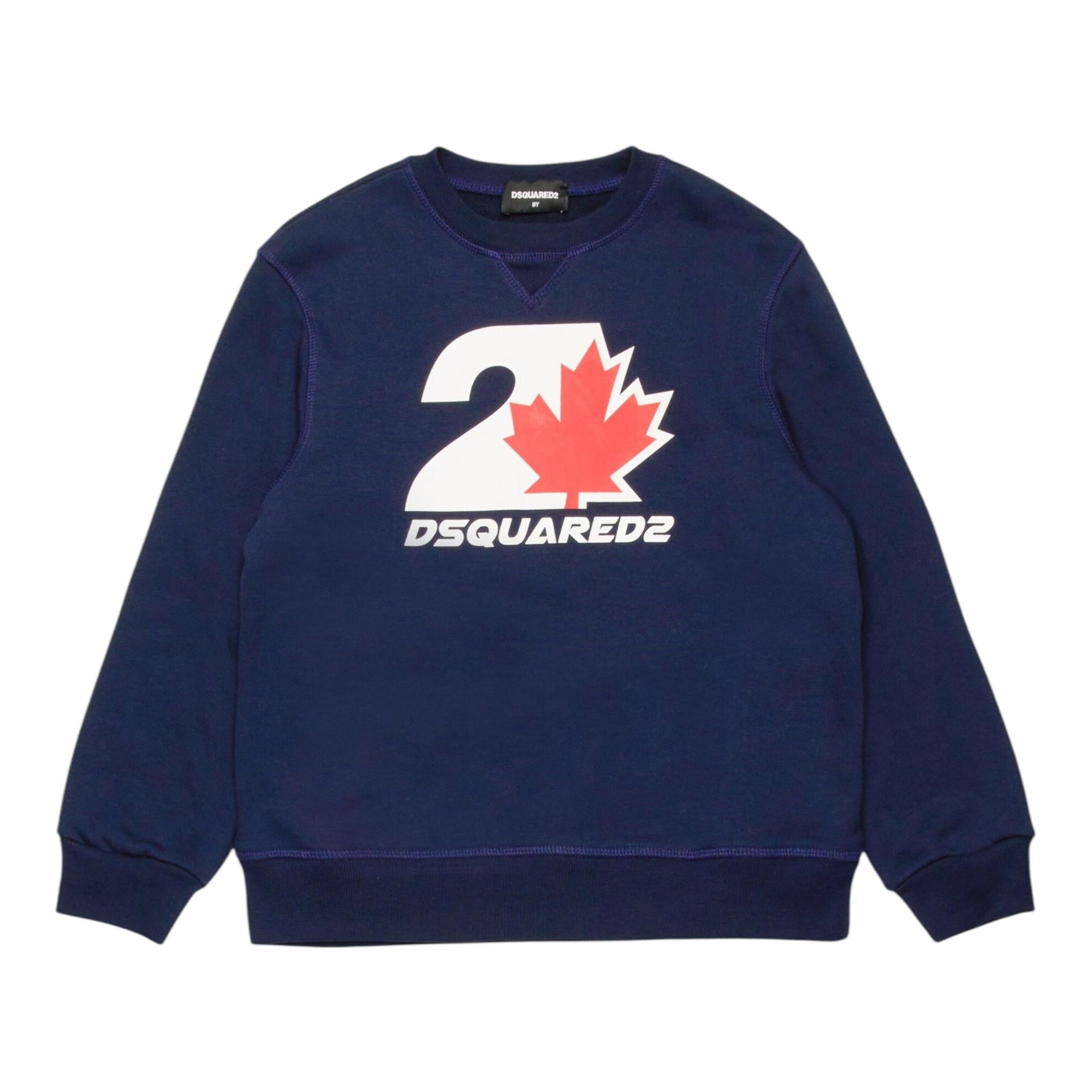 DSQUARED2 felpa girocollo tinta unita con stampa Blu per Bambino DQ2469X BLU DSQUARED2 