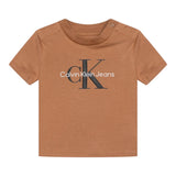 Calvin Klein T-Shirt Girocollo Tinta Unita con Logo per Neonato IN0IN0001 CAMMELLO CALVIN KLEIN 