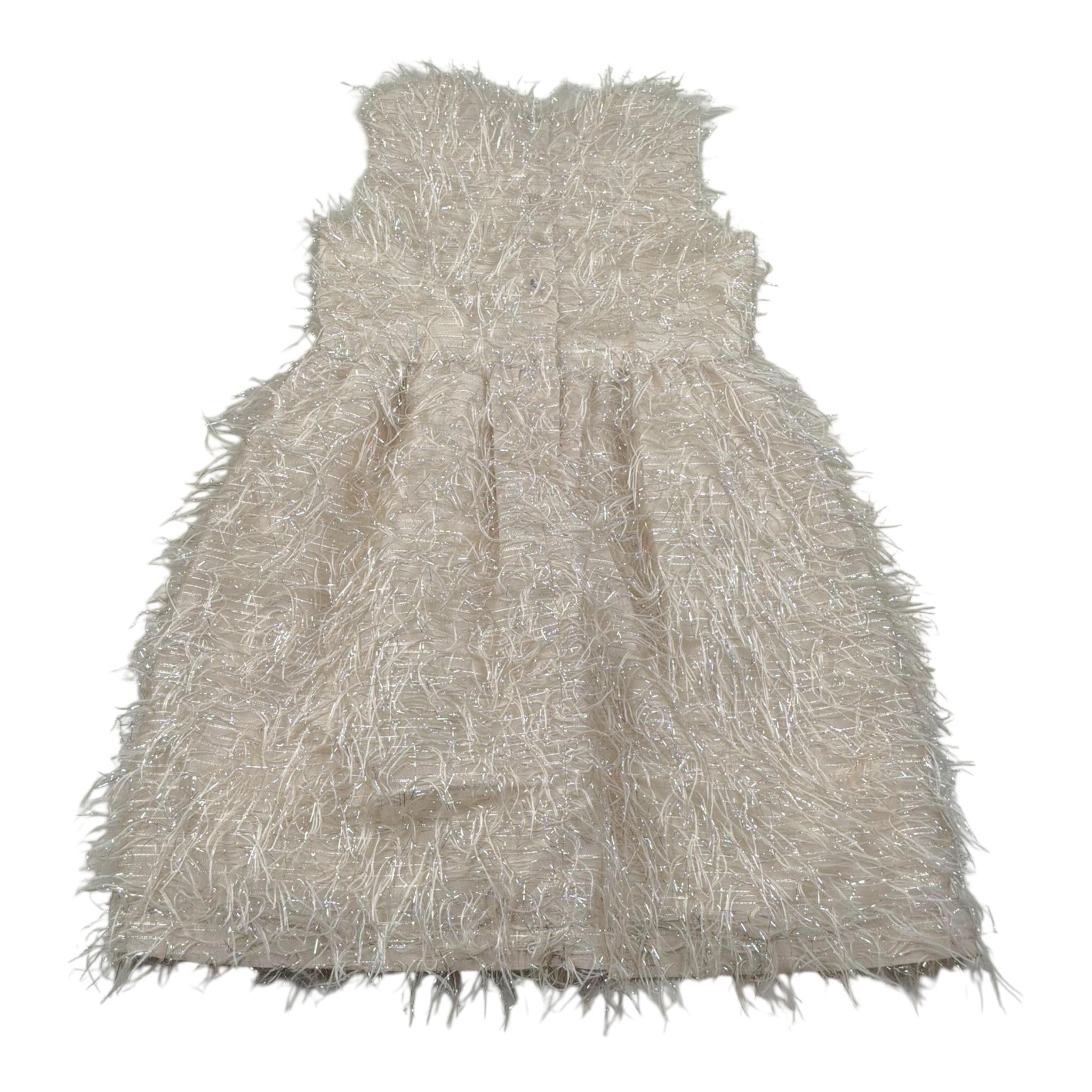 Magil Abito Giromanica Tinta Unita con Applicazioni per Bambina FN20160 BEIGE MAGIL 