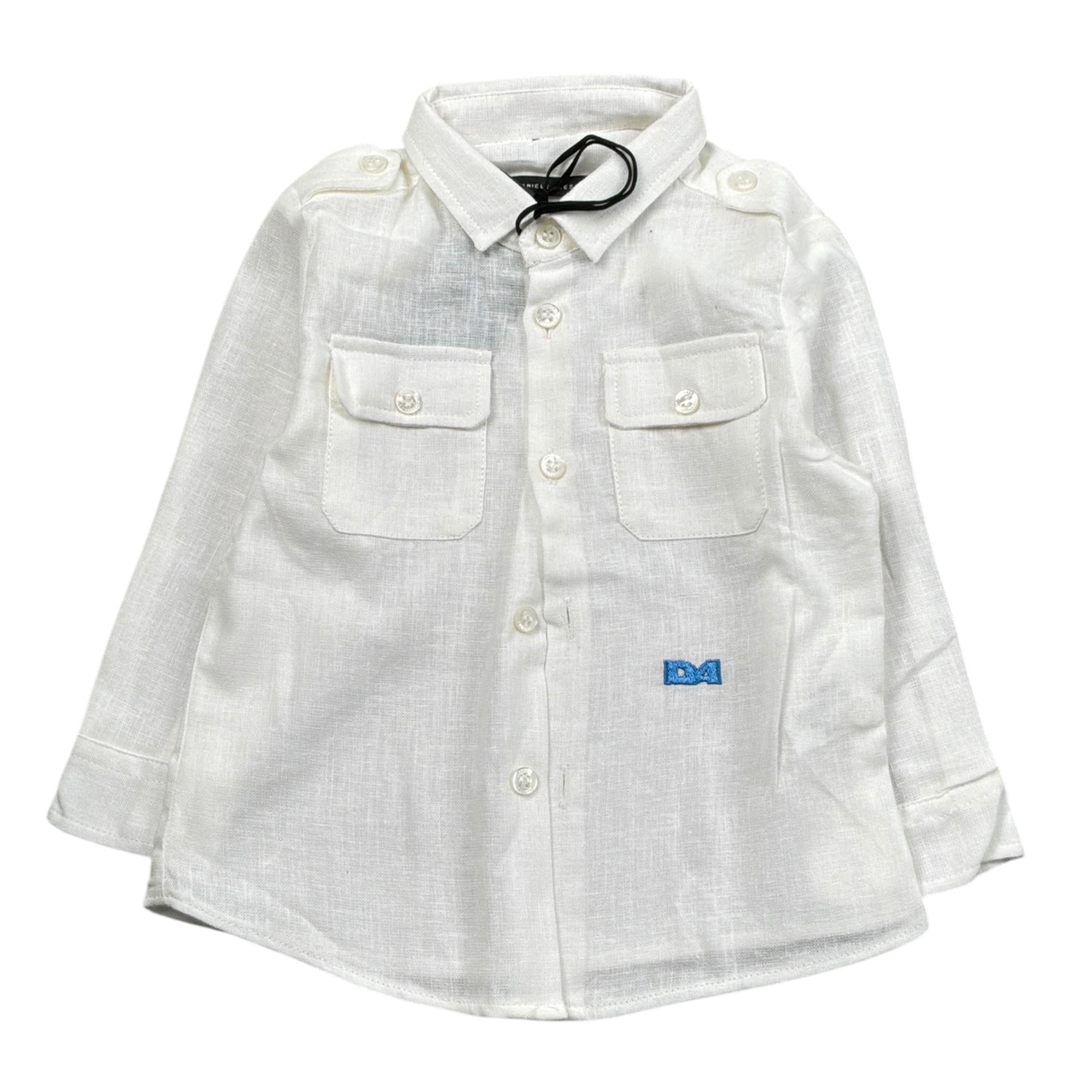 Daniele Alessandrini Camicia tinta unita con Stampa Bianco per Neonato 1295C0823 BIANCO DANIELE ALESSANDRINI 
